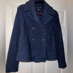 Forever 21 Ladies Medium Bouclé Navy Cropped Jacket